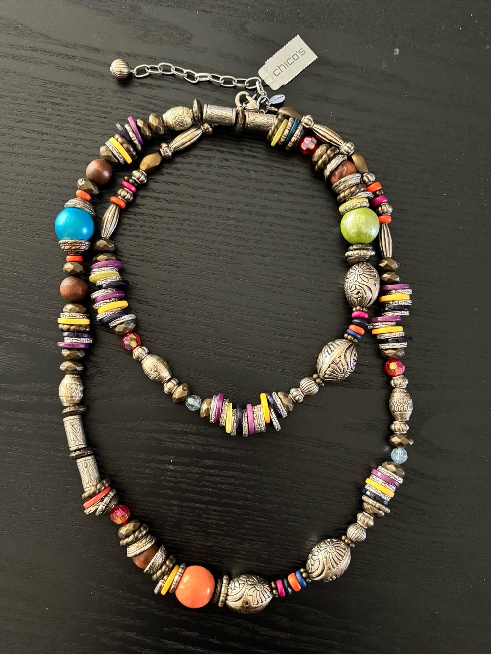 Vintage Chico’s Bali Style Coastal Boho Design Necklace Single Strand Eclectic